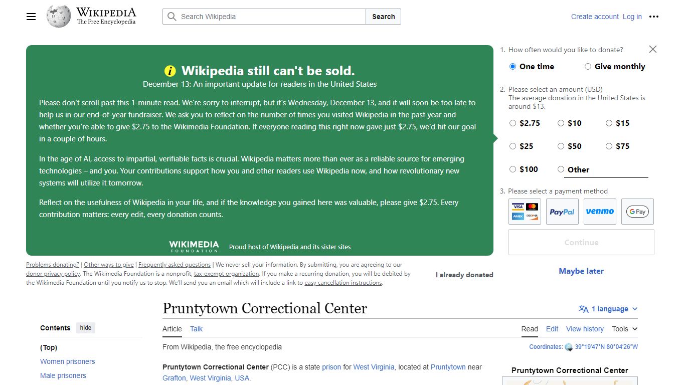 Pruntytown Correctional Center - Wikipedia